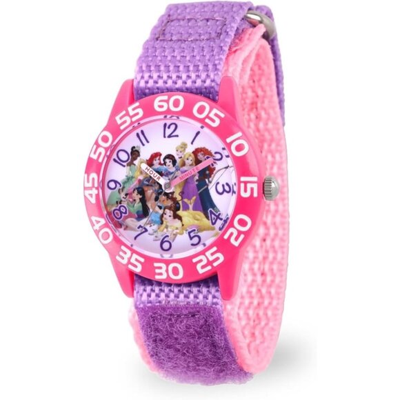 NWT - Disney Princess Kids' Plastic Time Teacher Analog Quartz Nylon Strap Watch - Picture 1 of 14